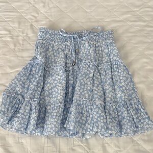 Princess Polly Light Blue Floral A-Line Skirt